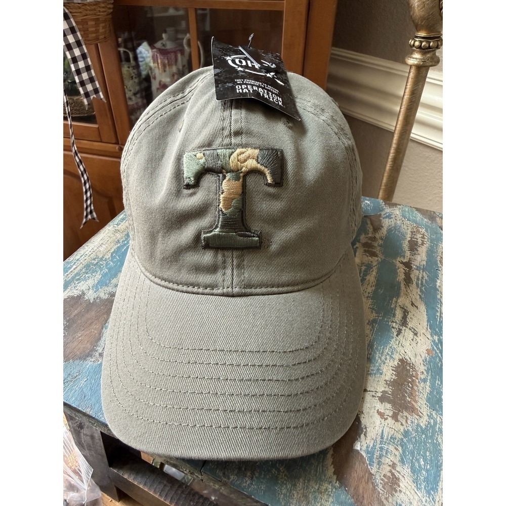 NWT Operation Hat Trick Fan Favorite Collegiate Camo Letter "T" Adjustable Hat